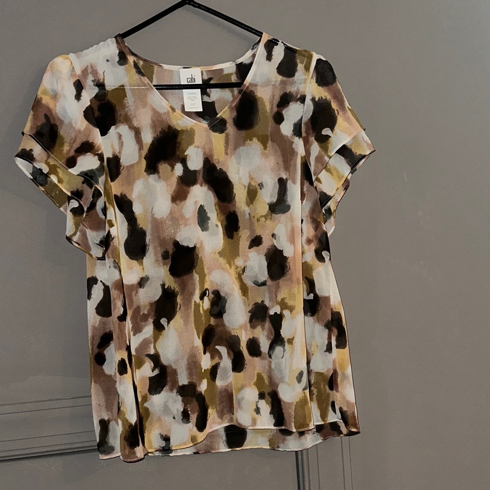 CAbi Women's Abstract Print Blouse - Black, Brown, Cream
